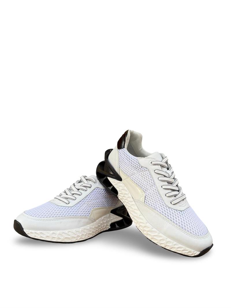 Yalınayak M19372 Hakiki Deri File Erkek Sneaker Beyaz
