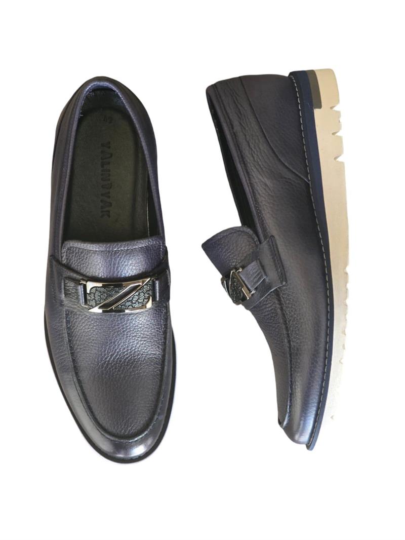 Yalınayak M19418 Hakiki Deri Eva Taban Erkek Ayakkabı Lacivert