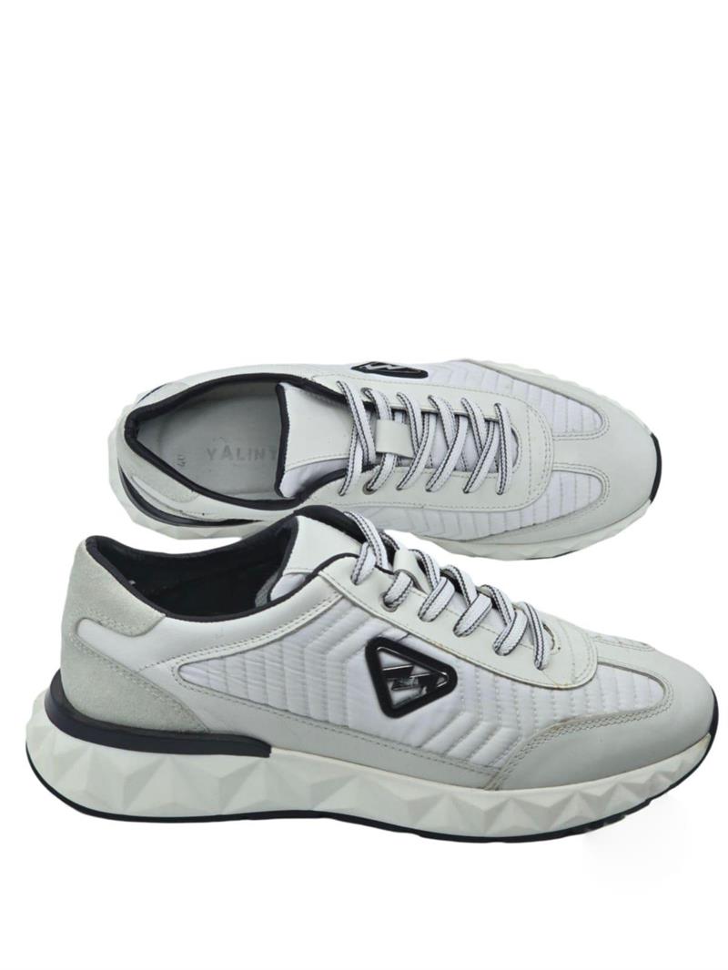 Yalınayak M19498 Hakiki Deri Erkek Sneaker Beyaz