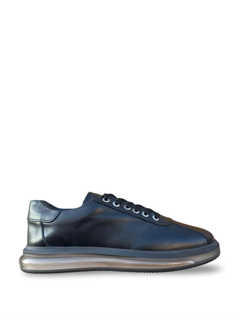 Yalınayak M20031  Hakiki Deri Erkek Aır Taban Sneakers & Spor Siyah