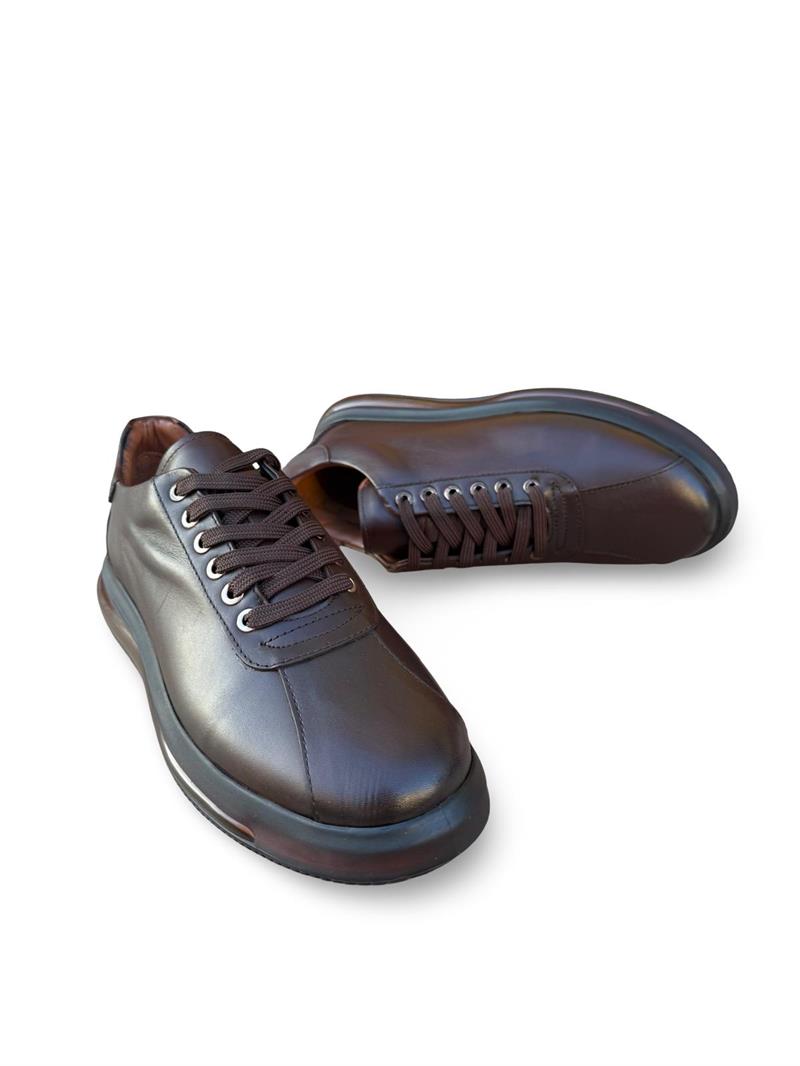 Yalınayak M20031  Hakiki Deri Erkek Aır Taban Sneakers & Spor Kahve