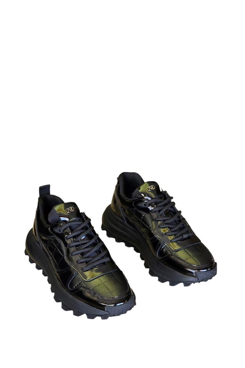 Yalınayak M20180 Hakiki Deri Spor Sneaker Siyah Rugan