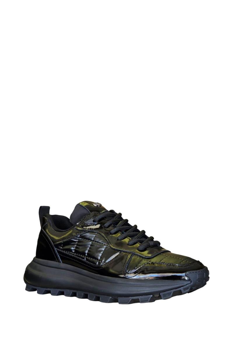Yalınayak M20180 Hakiki Deri Spor Sneaker Siyah Rugan