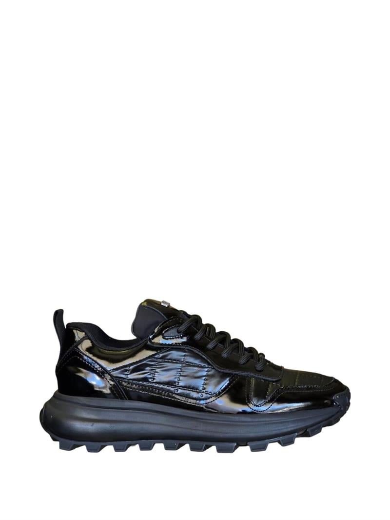 Yalınayak M20180 Hakiki Deri Spor Sneaker Siyah Rugan