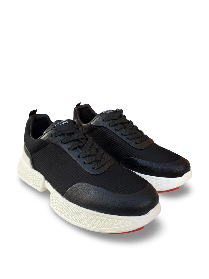 Yalınayak M20276 Hakiki Deri Eva Taban Seten Detaylı Erkek Sneaker & Spor Siyah