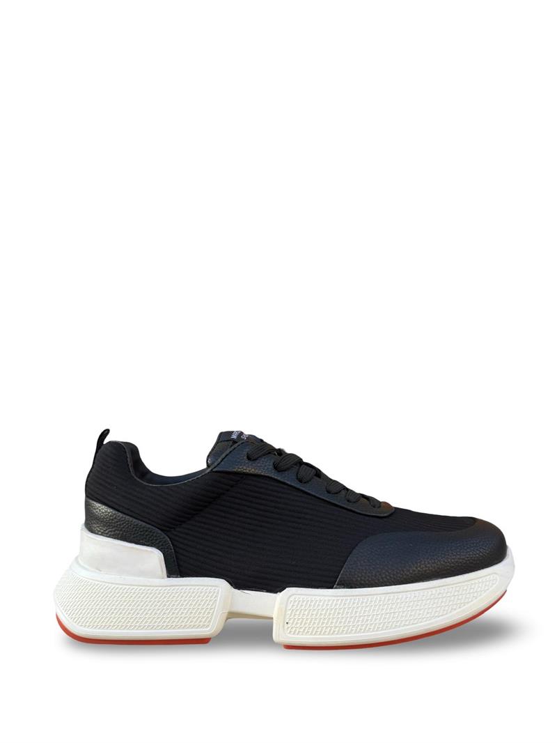 Yalınayak M20276 Hakiki Deri Eva Taban Seten Detaylı Erkek Sneaker & Spor Siyah