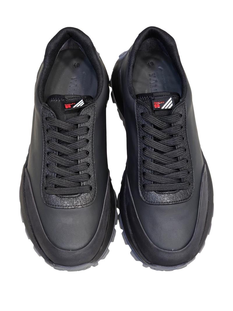 Yalınayak M20386  Hakiki Deri Erkek Sneakers Siyah