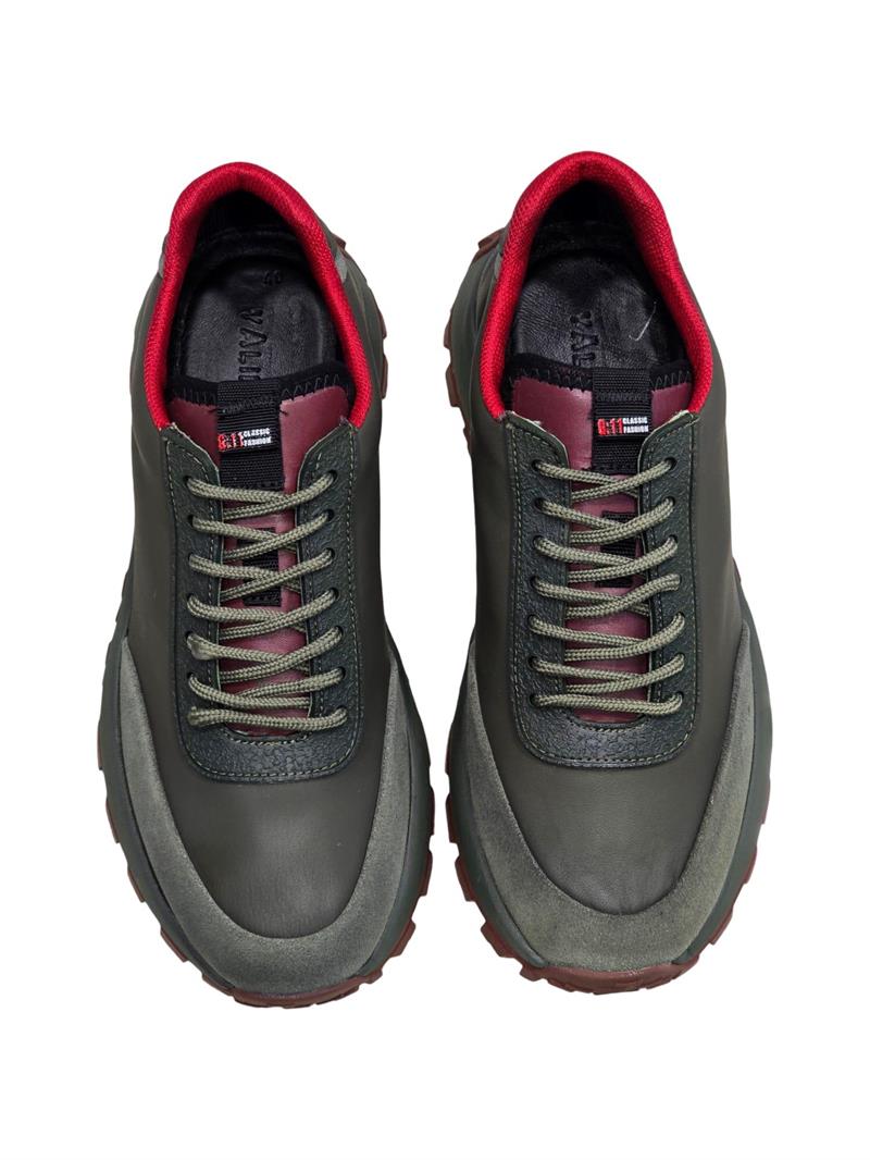 Yalınayak M20386  Hakiki Deri Erkek Sneakers Haki