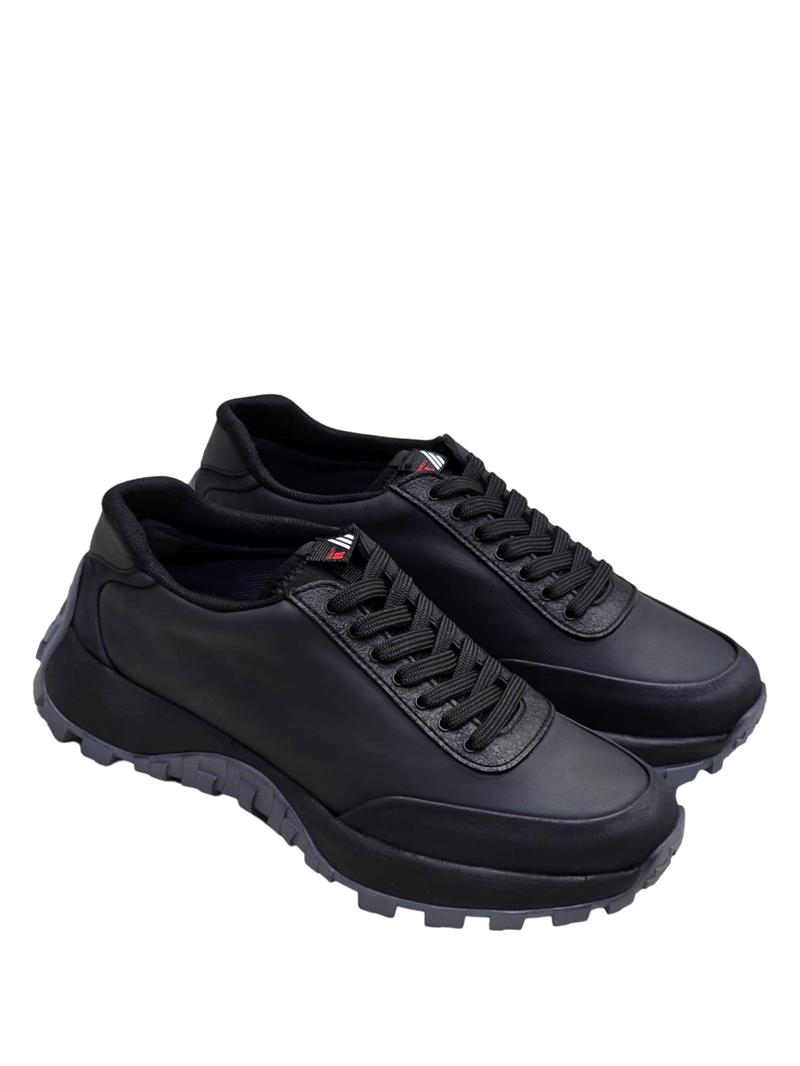 Yalınayak M20386  Hakiki Deri Erkek Sneakers Siyah