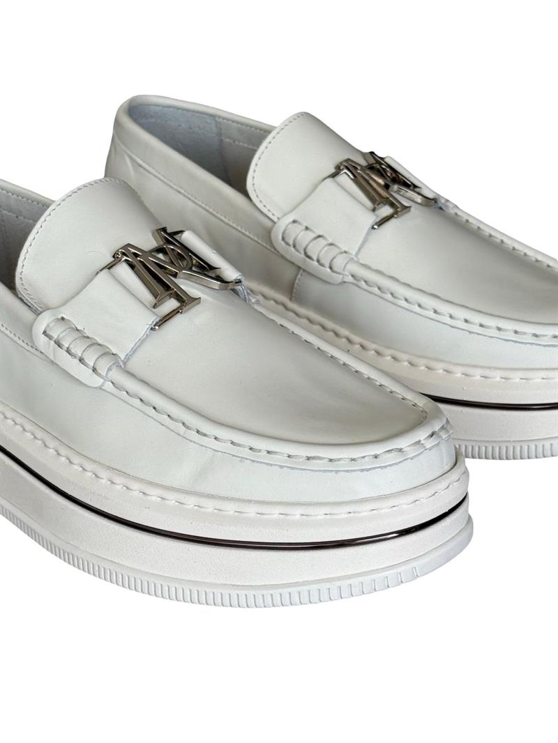 Yalınayak M21108 Hakiki Deri Erkek Spazılato Loafer Ayakkabı Beyaz