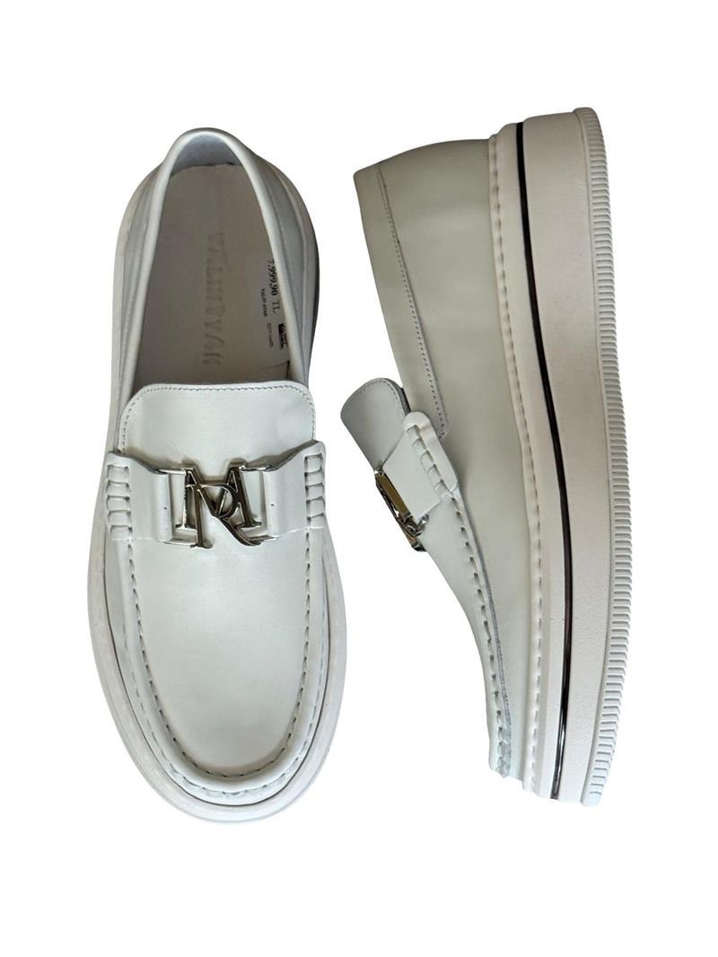 Yalınayak M21108 Hakiki Deri Erkek Spazılato Loafer Ayakkabı Beyaz