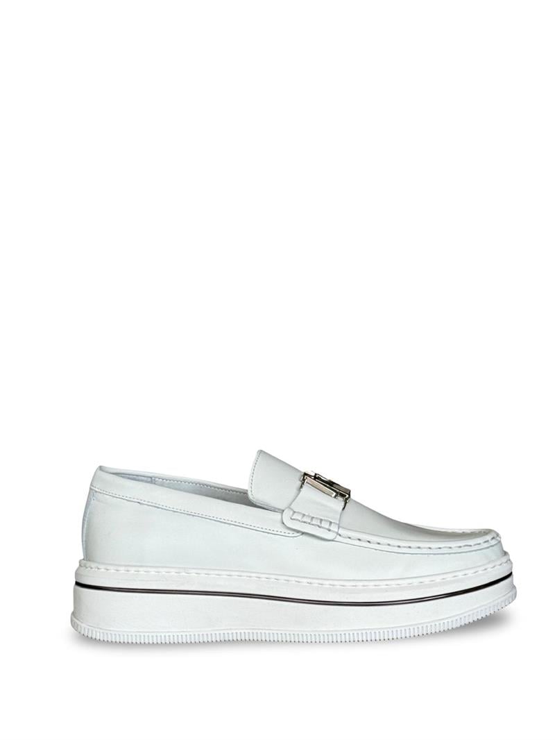 Yalınayak M21108 Hakiki Deri Erkek Spazılato Loafer Ayakkabı Beyaz