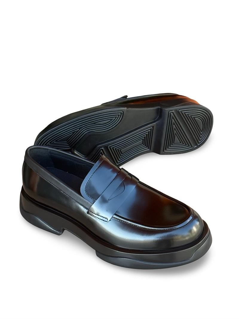 Yalınayak M22357 Hakiki Rugan Deri Erkek Klasik Loafer Siyah
