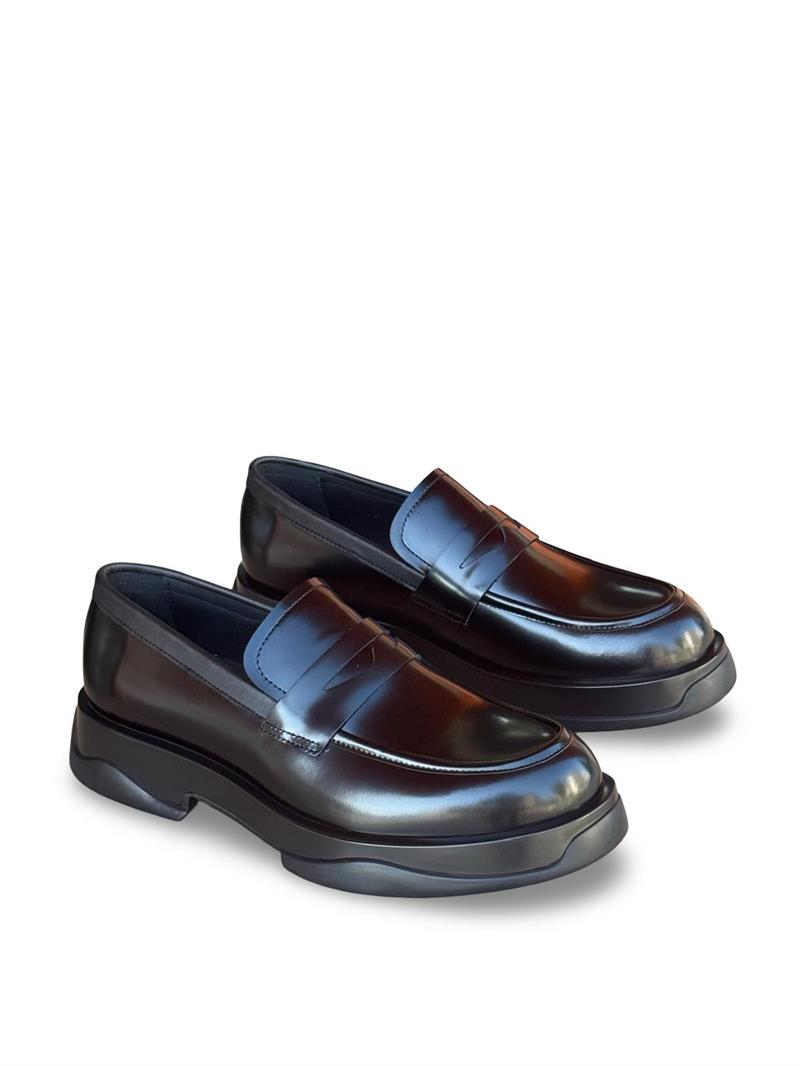 Yalınayak M22357 Hakiki Rugan Deri Erkek Klasik Loafer Siyah
