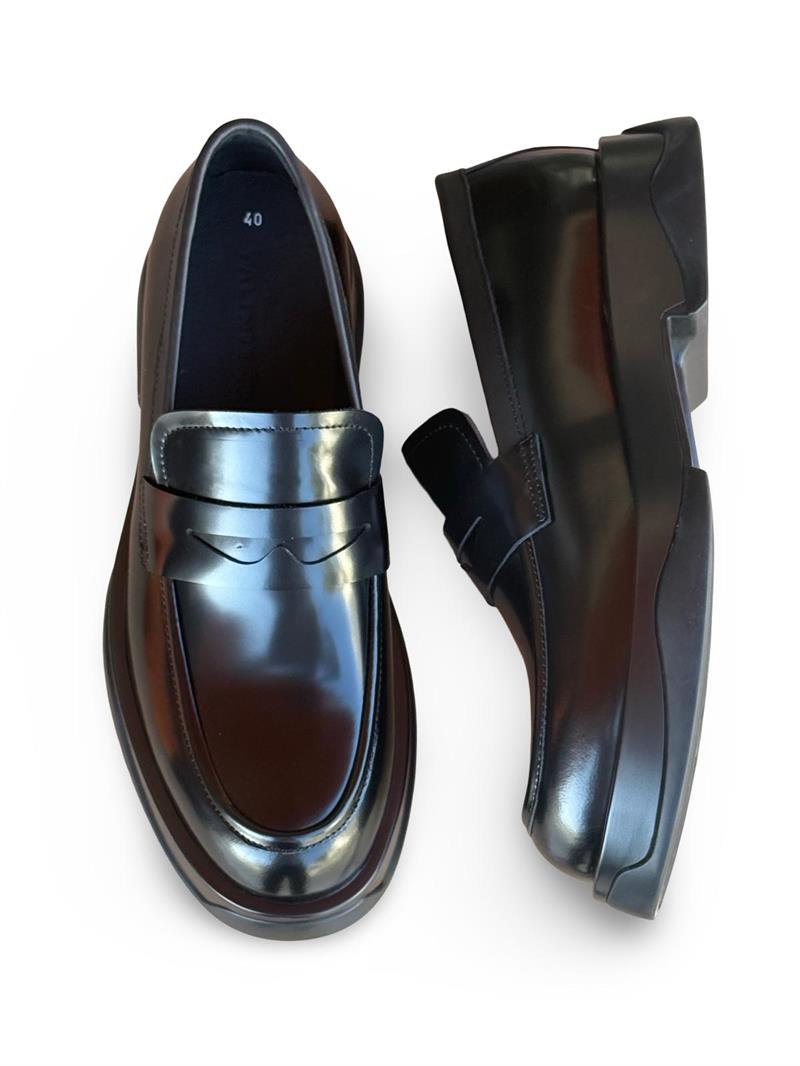 Yalınayak M22357 Hakiki Rugan Deri Erkek Klasik Loafer Siyah