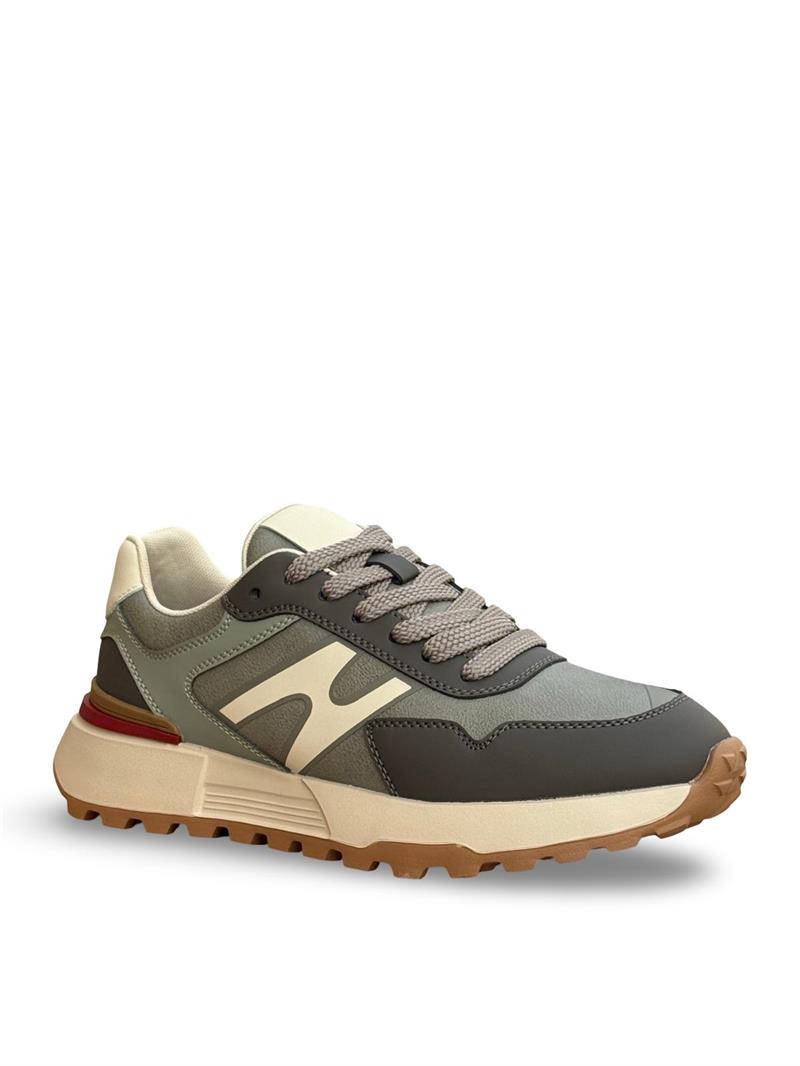 Yalınayak M22613 Hakiki Deri Comfort Taban Erkek Spor Sneaker Haki