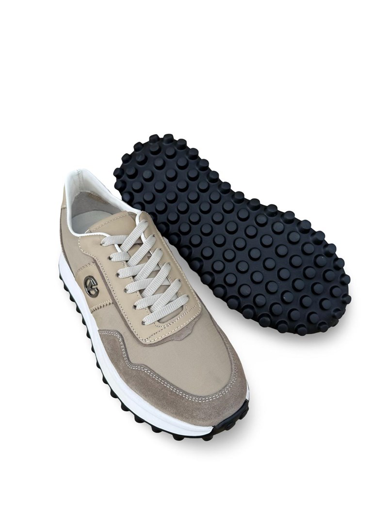 Yalınayak M23132 Hakiki Erkek Sneaker Spor Bej