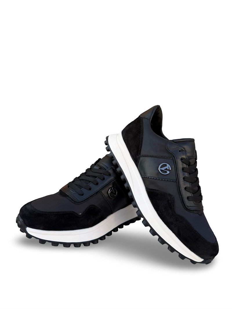 Yalınayak M23132 Hakiki Erkek Sneaker Spor Siyah