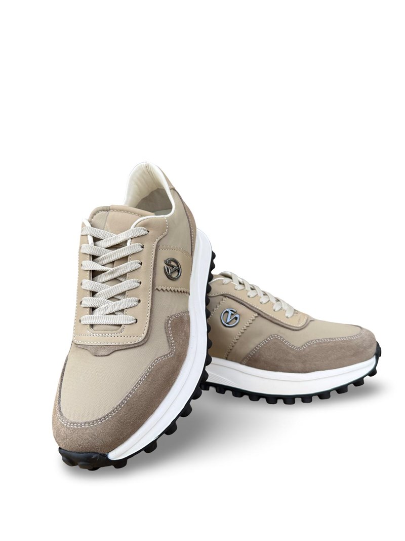 Yalınayak M23132 Hakiki Erkek Sneaker Spor Bej