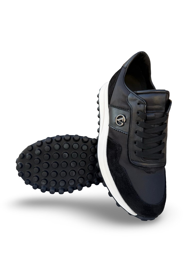 Yalınayak M23132 Hakiki Erkek Sneaker Spor Siyah