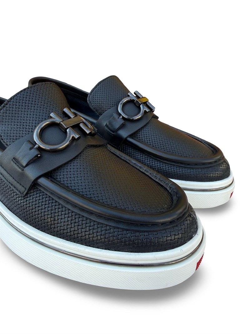 Yalınayak M23139 Hakiki Deri Eva Taban Erkek Loafer Siyah