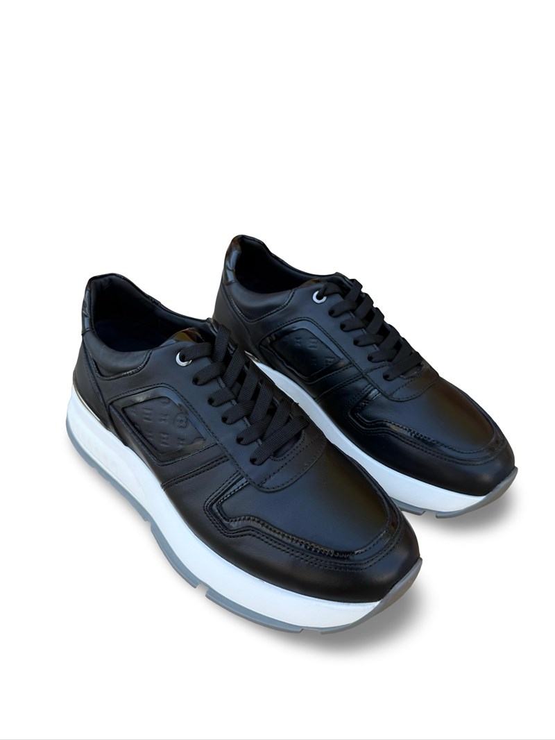 Yalınayak M23259 Hakiki Deri Eva Taban Erkek Sneaker Siyah