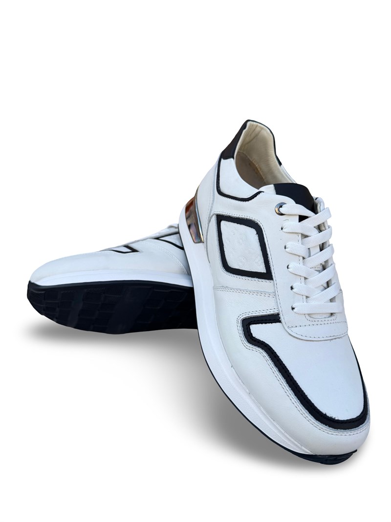 Yalınayak M23259 Hakiki Deri Eva Taban Erkek Sneaker Beyaz