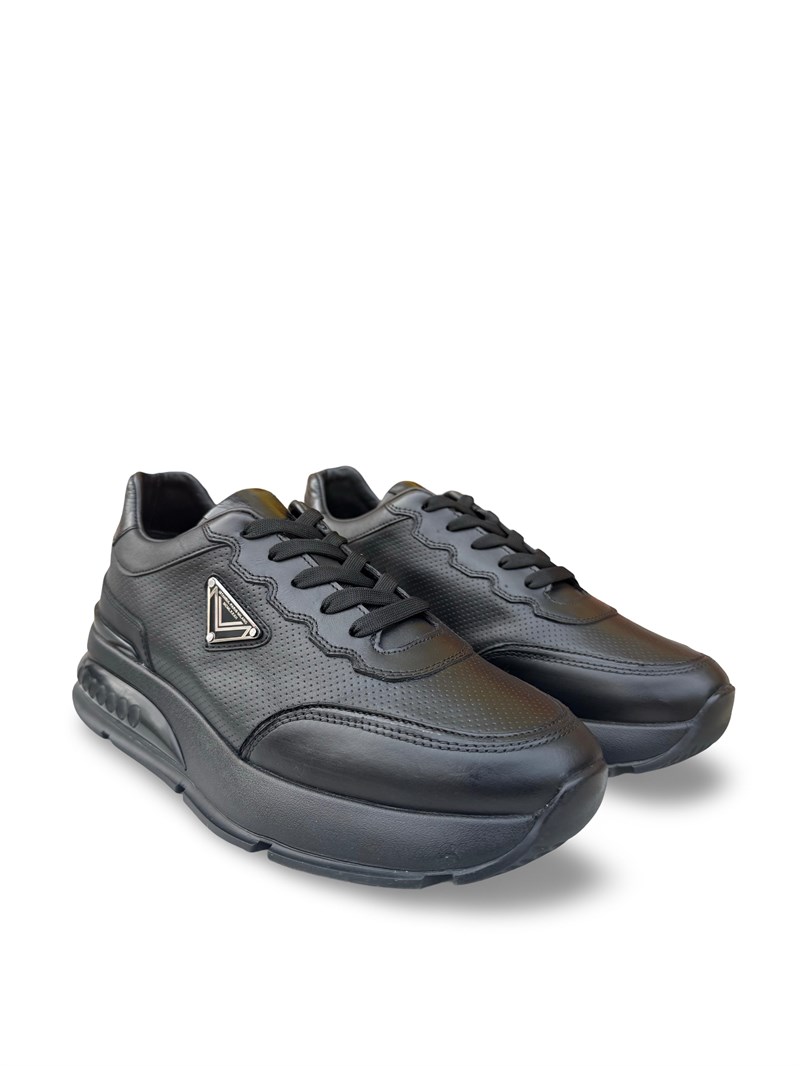 Yalınayak M23301 Hakiki Deri Eva Taban Erkek Sneaker Siyah