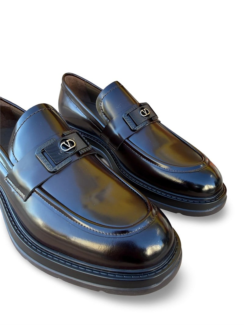 Yalınayak M24224 Hakiki Deri Eva Taban Erkek Klasik Loafer Ayakkabı Kahve Rugan