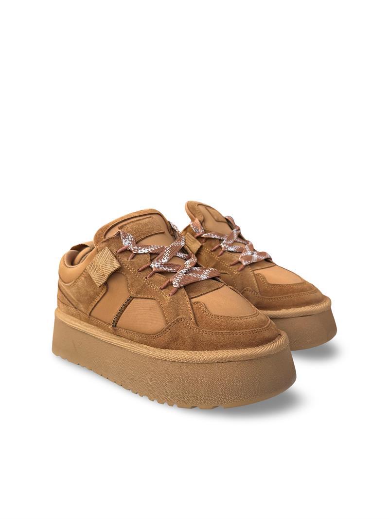 Yalınayak Mrs1353 Hakiki Deri Taban Yüksek Kadın Sneaker Taba