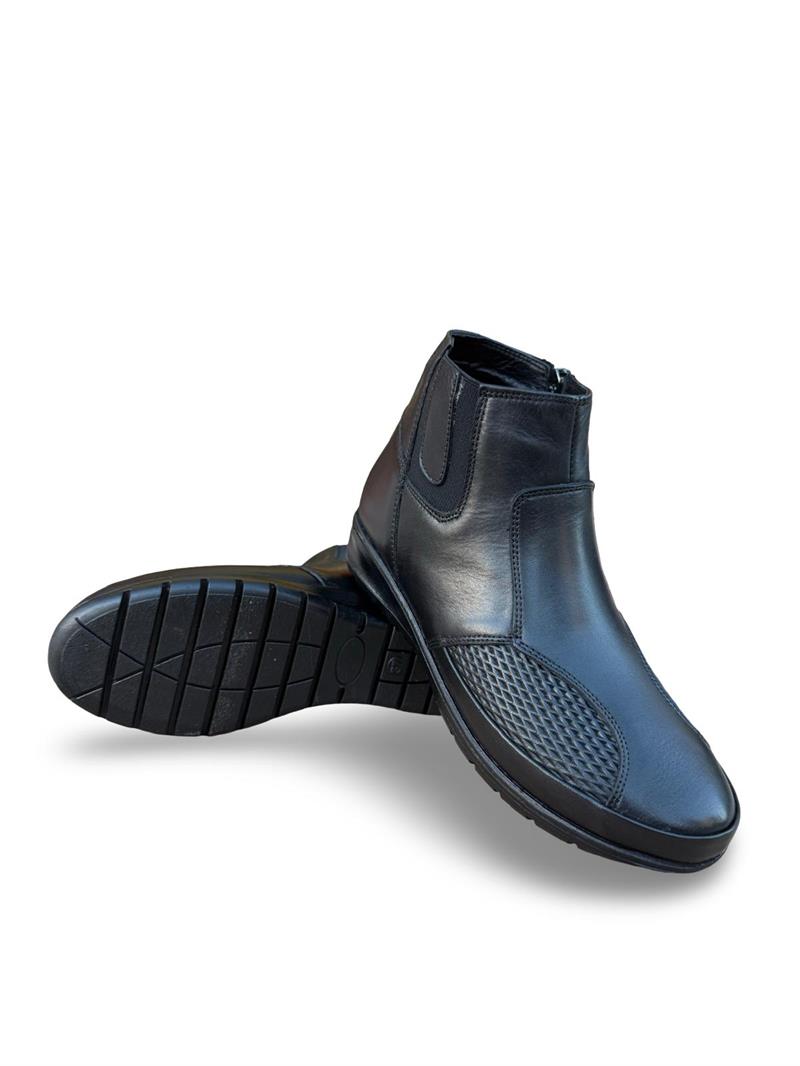 Yalınayak P7690 Hakiki Deri Comfort Taban Kadın Bot Siyah