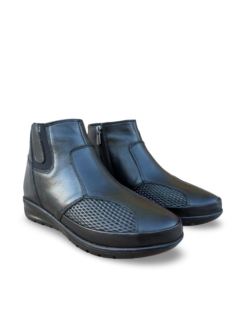 Yalınayak P7690 Hakiki Deri Comfort Taban Kadın Bot Siyah