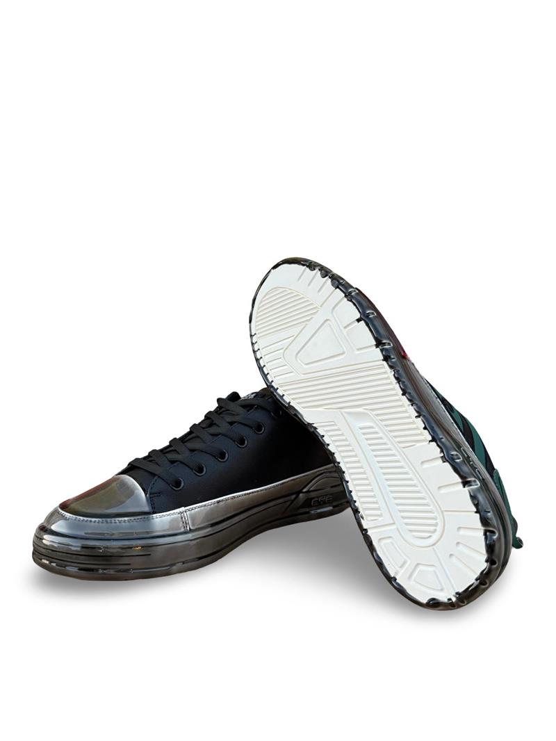 Yalınayak PE056 Hakiki Deri Aır Taban Erkek Sneaker Siyah