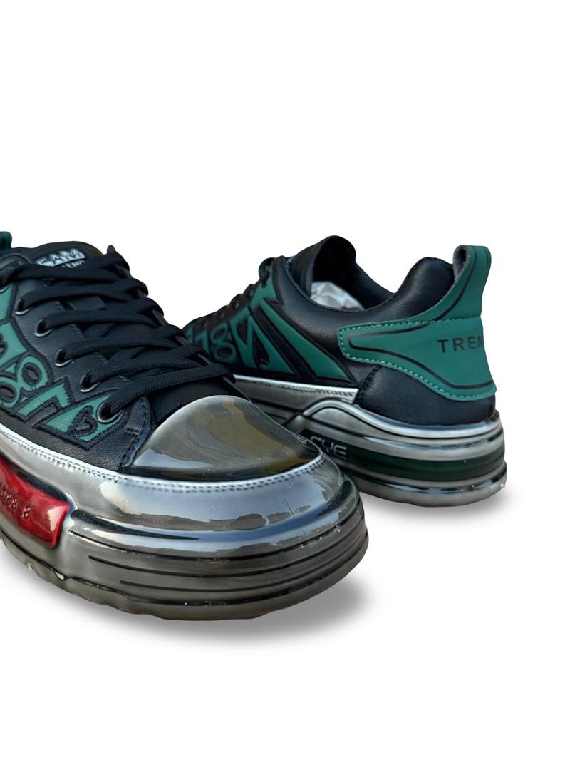 Yalınayak PE056 Hakiki Deri Aır Taban Erkek Sneaker Siyah