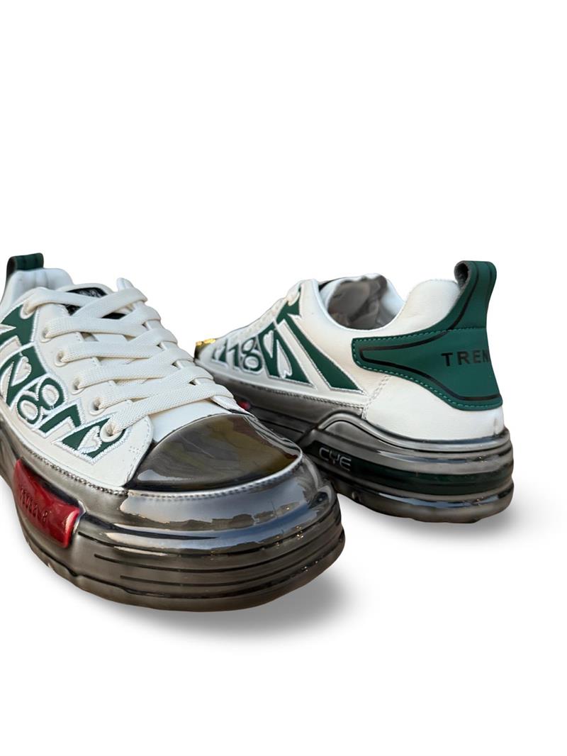 Yalınayak PE056 Hakiki Deri Aır Taban Erkek Sneaker Beyaz