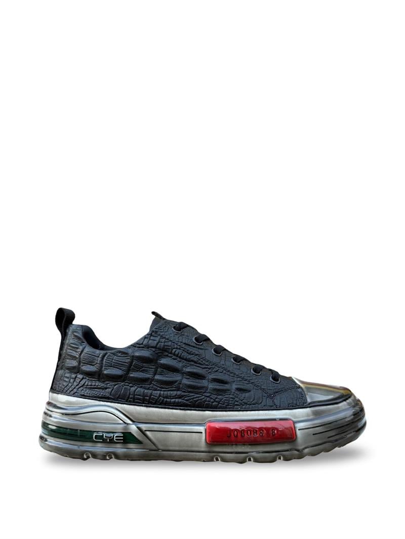 Yalınayak PE058 Hakiki Deri Aır Taban Erkek Sneaker Siyah