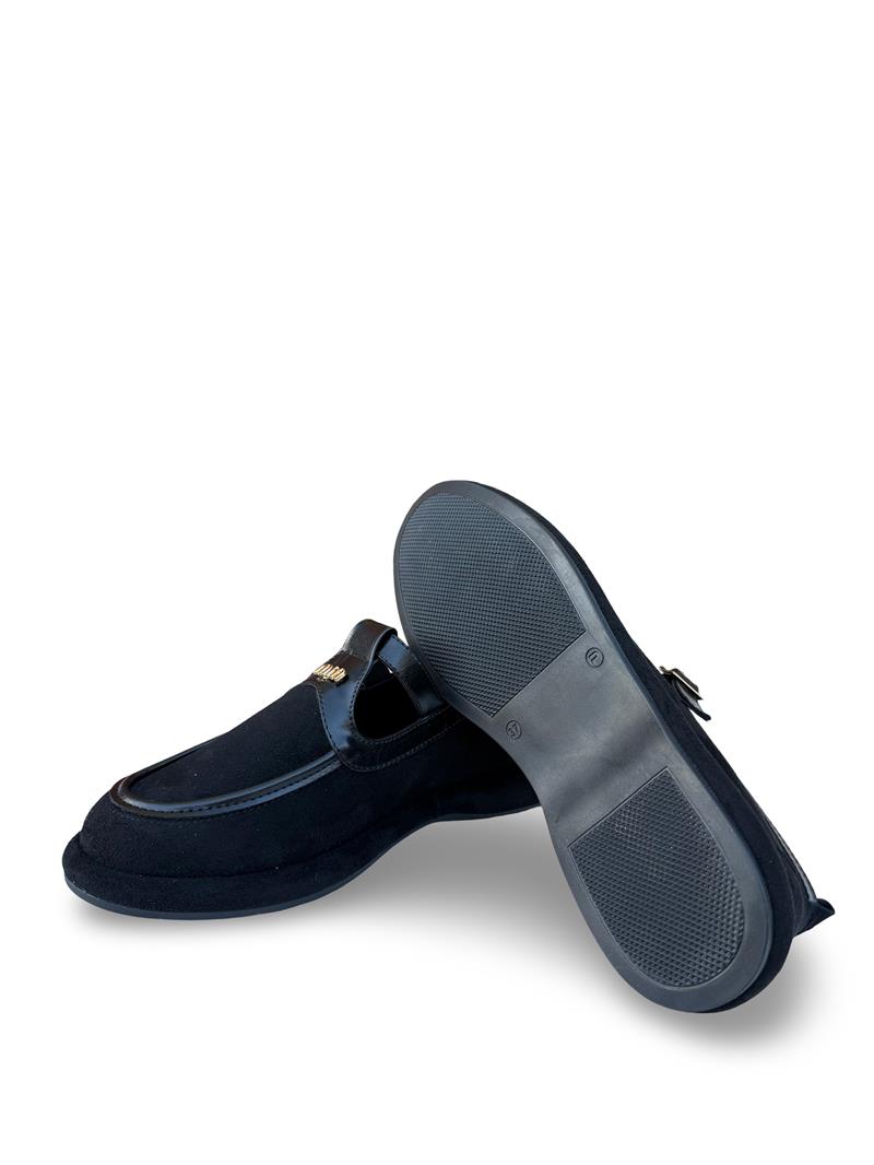 Yalınayak Prt1614 Süet Kadın Loafer Babet Siyah Süet
