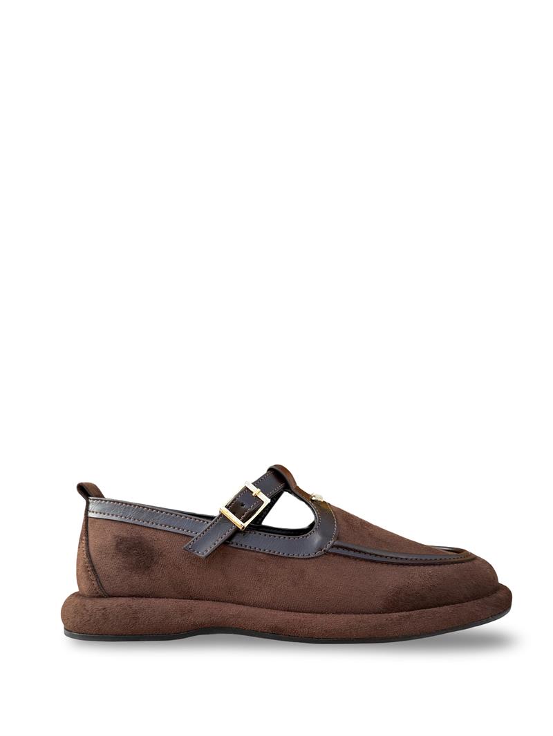 Yalınayak Prt1614 Süet Kadın Loafer Babet Kahve Süet
