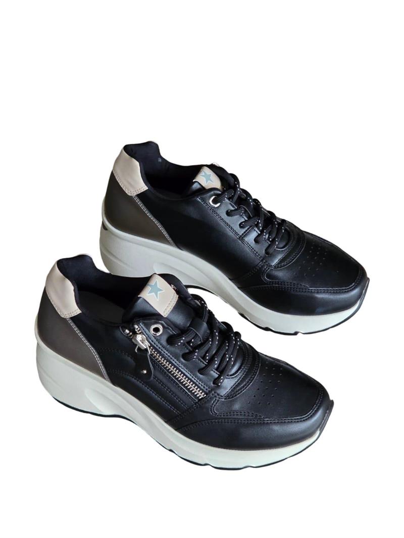Yalınayak Sms62159 Dolgu Kadın Spor Sneaker Siyah