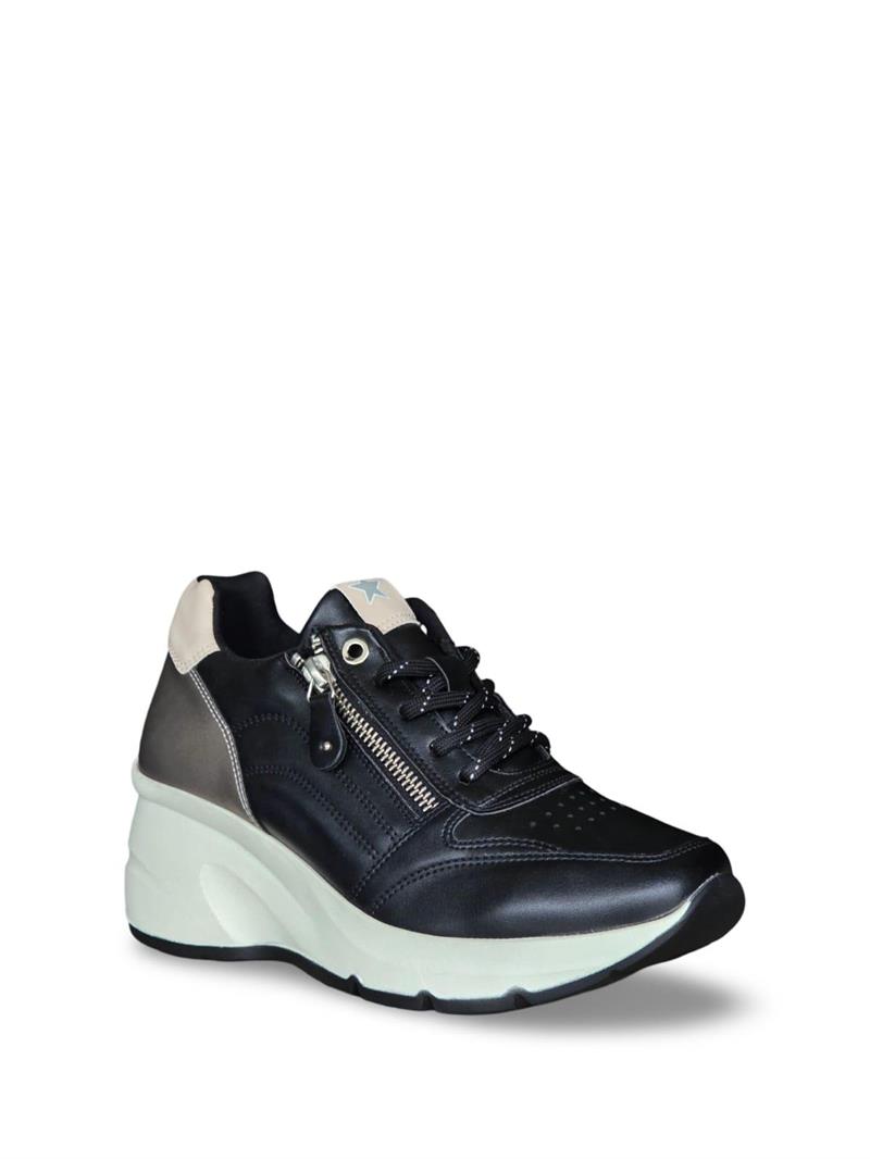 Yalınayak Sms62159 Dolgu Kadın Spor Sneaker Siyah