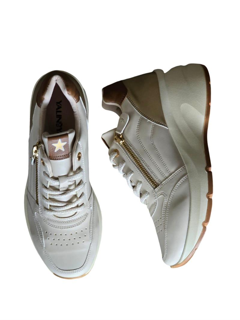 Yalınayak Sms62159 Dolgu Kadın Spor Sneaker Bej