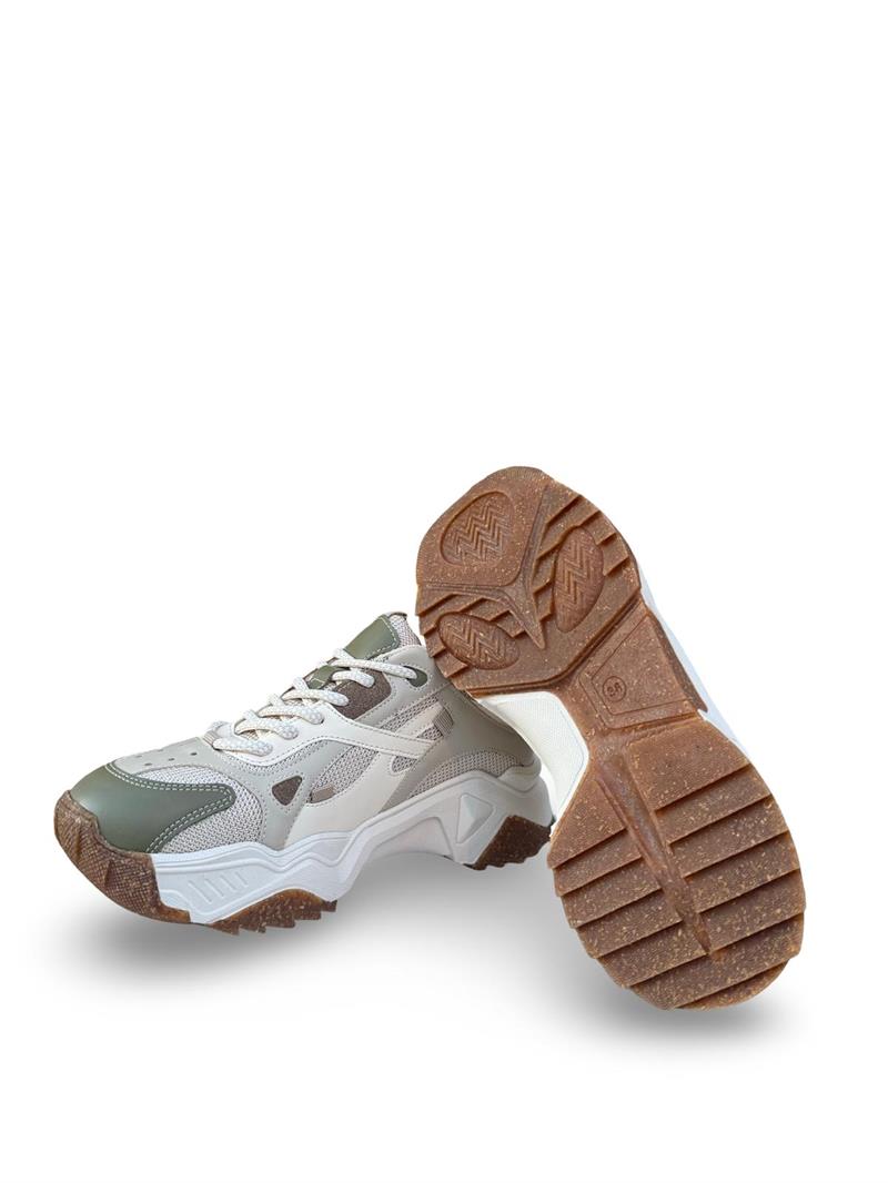 Yalınayak Sms65137 Kadın Sneakers Ayakkabı Yeşil Bej