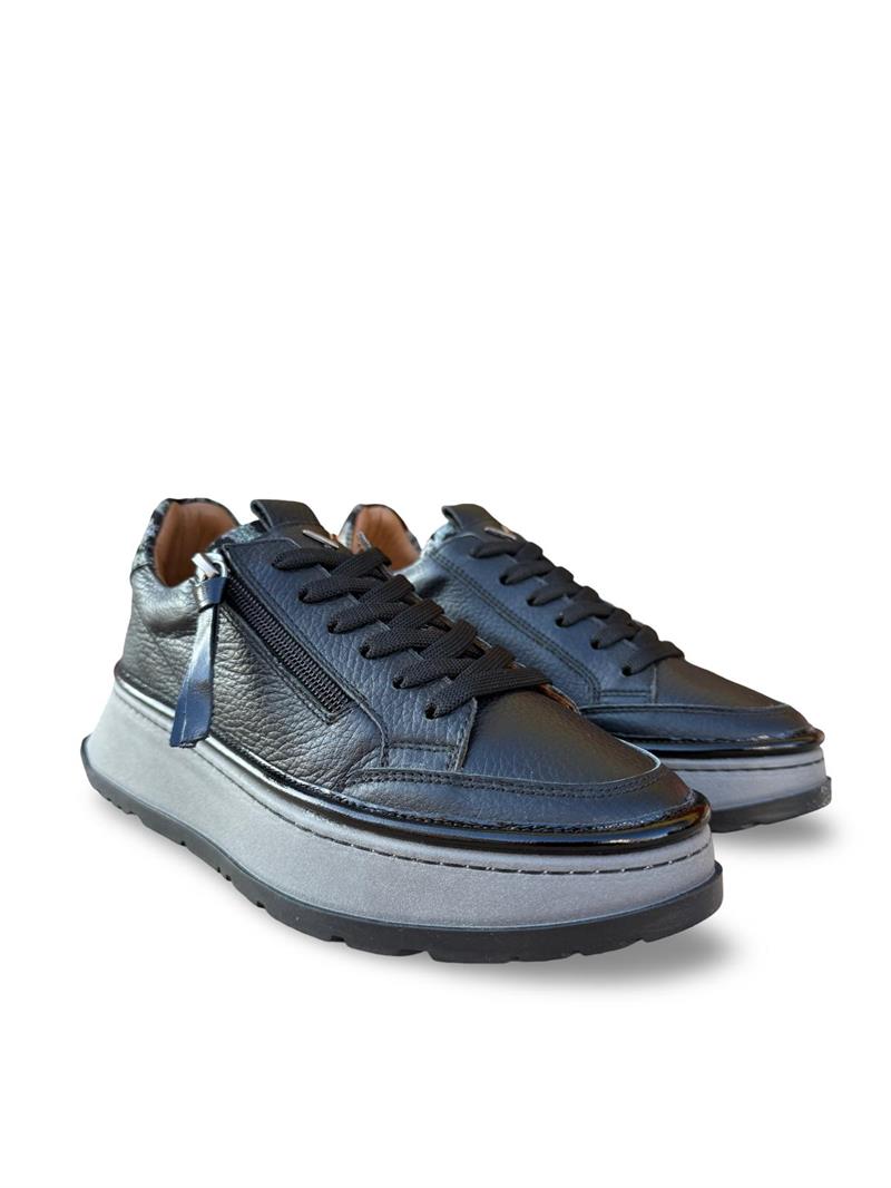 Yalınayak Vg3066 Hakiki Deri Eva Taban Kadın Comfort Sneaker Siyah