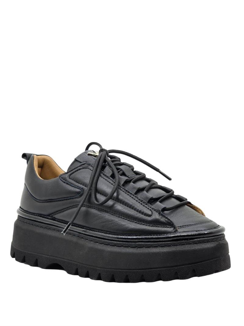 Yalınayak Vg3110 Hakiki Deri Eva Taban Kadın Comfort Sneaker Siyah
