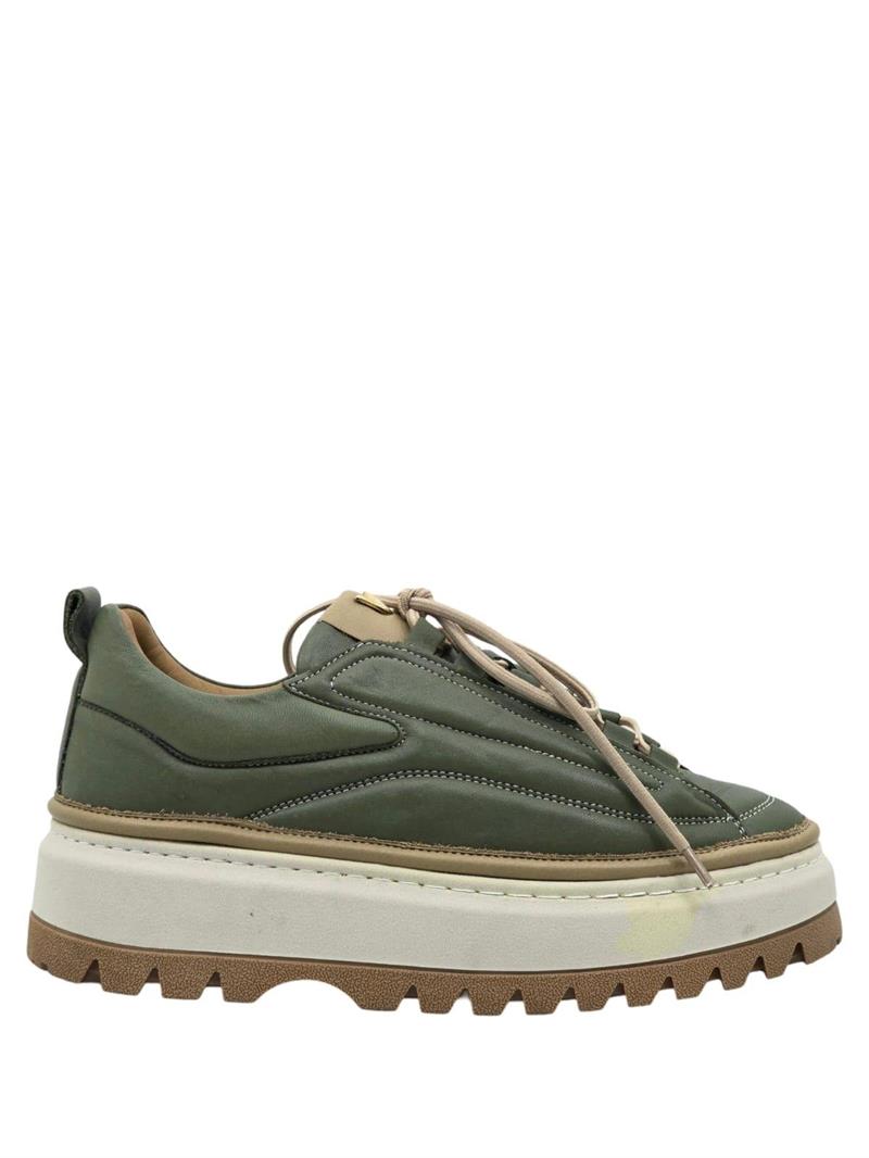 Yalınayak Vg3110 Hakiki Deri Eva Taban Kadın Comfort Sneaker Haki