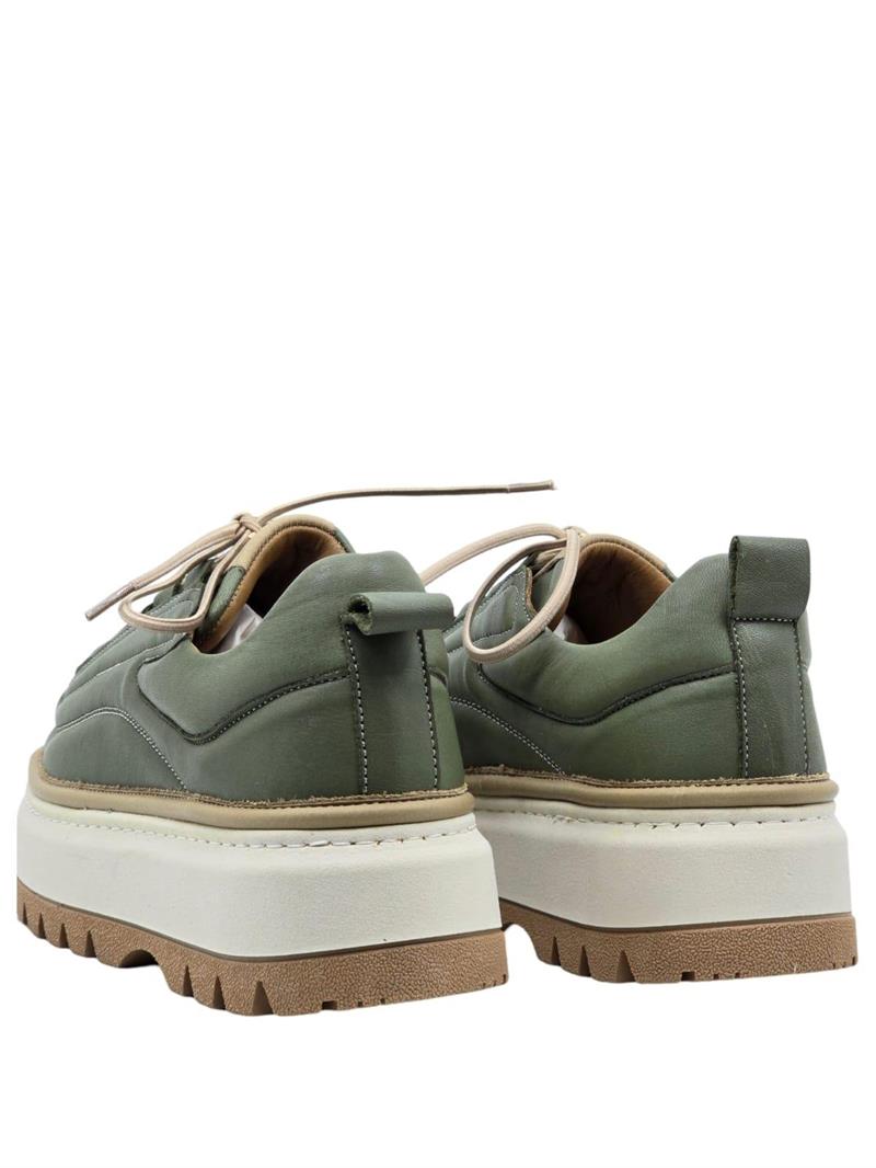 Yalınayak Vg3110 Hakiki Deri Eva Taban Kadın Comfort Sneaker Haki