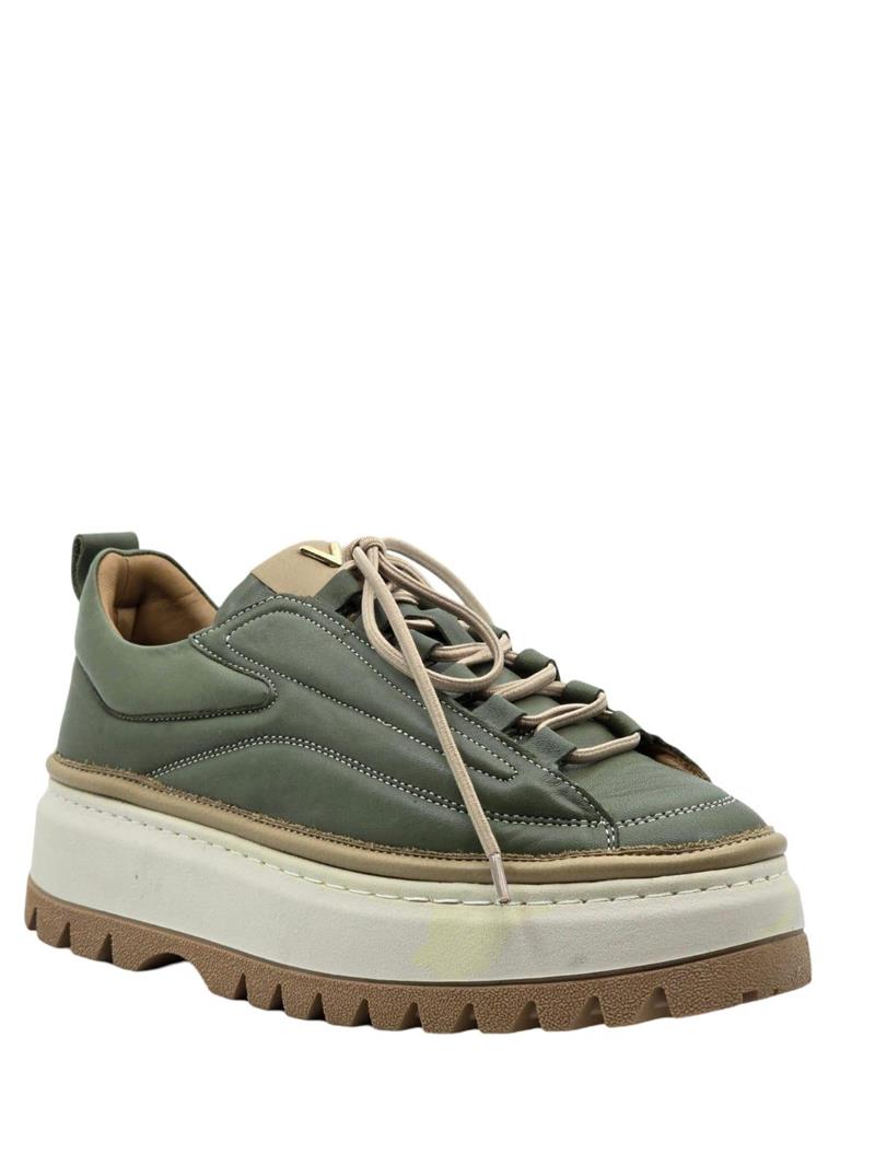 Yalınayak Vg3110 Hakiki Deri Eva Taban Kadın Comfort Sneaker Haki