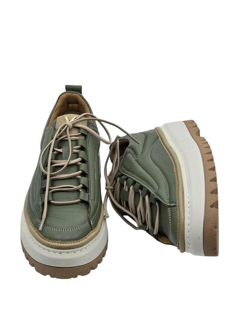 Yalınayak Vg3110 Hakiki Deri Eva Taban Kadın Comfort Sneaker Haki