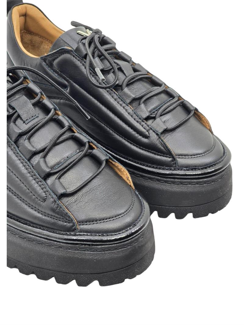 Yalınayak Vg3110 Hakiki Deri Eva Taban Kadın Comfort Sneaker Siyah