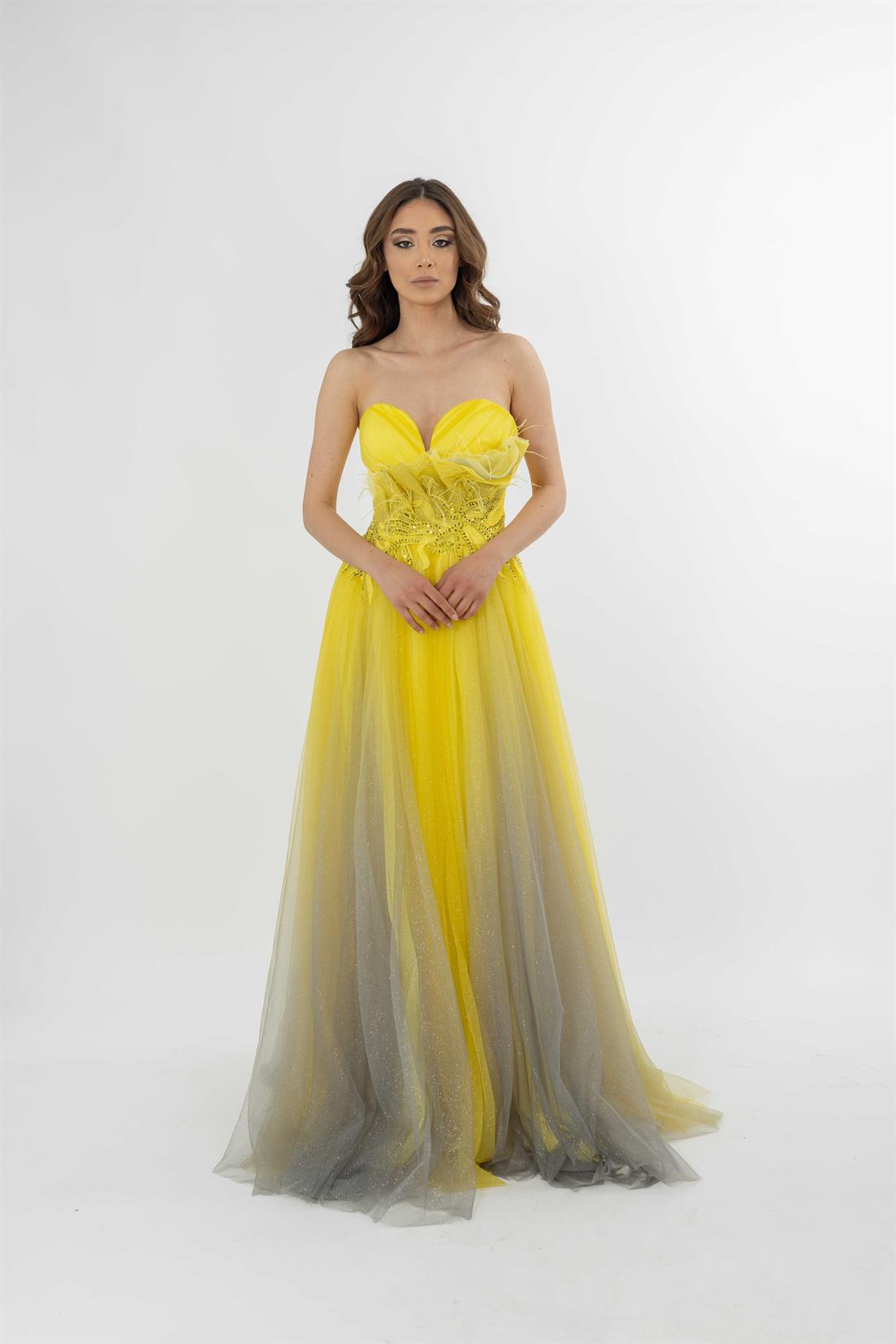 Sarı Abiye Elbise Modelleri İndirimli Fiyatlarla Burada - egelin